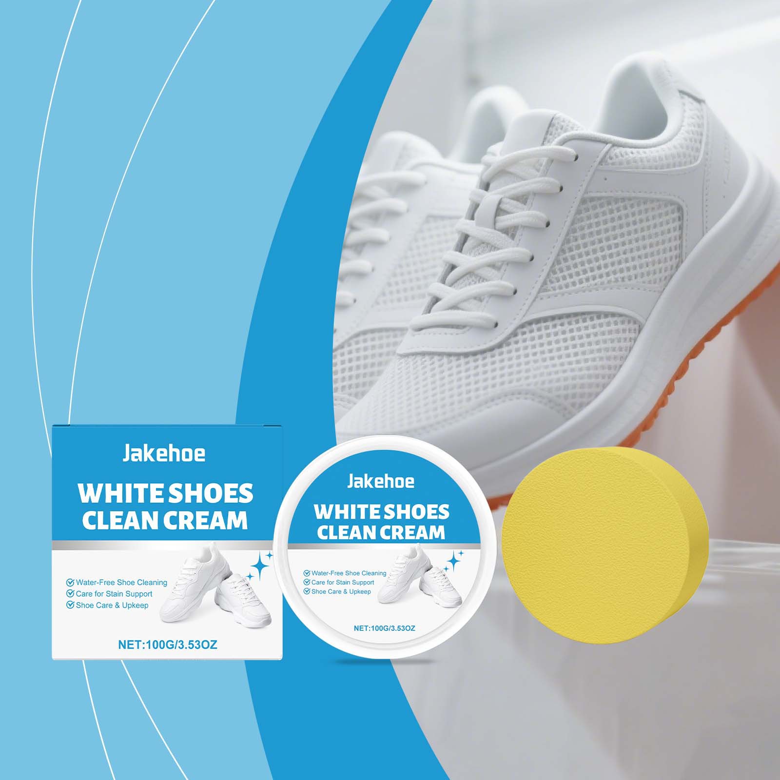 Sneaker Protector Spray - ครีมทำความสะอาดรองเท้าสีขาว น้ำยาขจัดคราบรองเท้าผ้าใบ ทำความสะอาดแบบไม่ใช้น้ำ ครีมขัดฟื้นฟูสีขาว สำหรับรองเท้าหนังและผ้าใบ 100