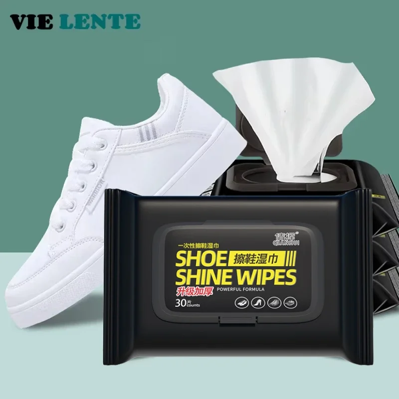 Sneaker Cleaner - 12-60 ชิ้นทิ้งรองเท้าผ้าเช็ดทําความสะอาดแบบพกพาสีขาวรองเท้าทําความสะอาดผ้าเช็ดทําความสะอาดรองเท้าผ้าใบทําความสะอาด Quick เช็ดเปียก VIE LENTE
